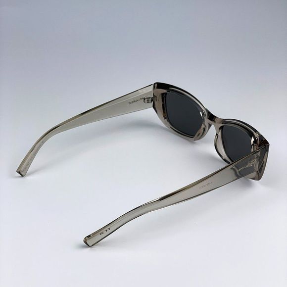 Saint Laurent SL593 003 Sunglasses Beige Grey Silver Square Unisex - Picture 8 of 12